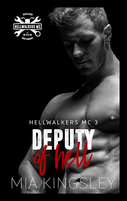 Muskulöser Mann auf dem Cover zu Deputy Of Hell der neuen Rocker Romanze von Mia Kingsley