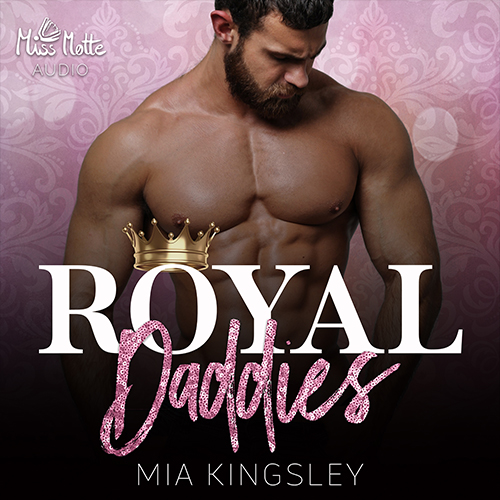 Ein muskulöser Mann vor dem pinkfarbenen Hintergrund auf dem Cover zum Hörbuch Bestseller Royal Daddies